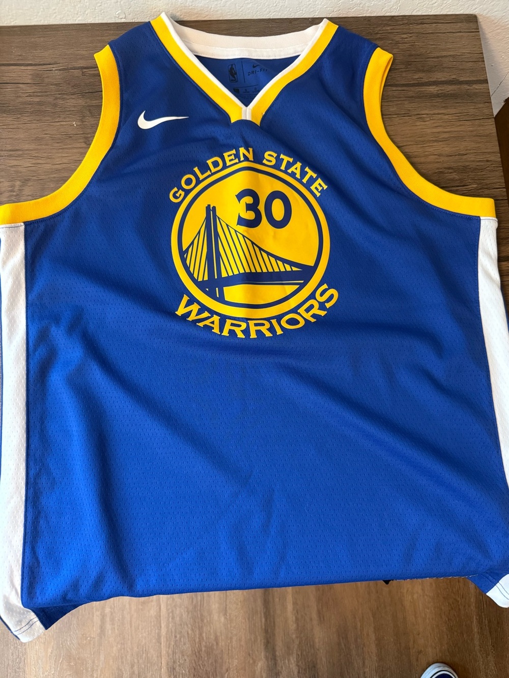 Stephen Curry Nike Warriors Blue and Yellow #30 Basketball Jersey